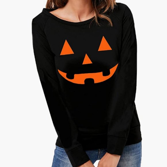 C.C. Boutique Tops - NWT Classic Jet Black Jack 'O Lantern Fleece Lined Long Sleeve Jumper Pullover